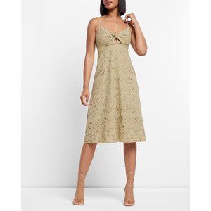 Express Eyelet Tie Front Midi Dress M